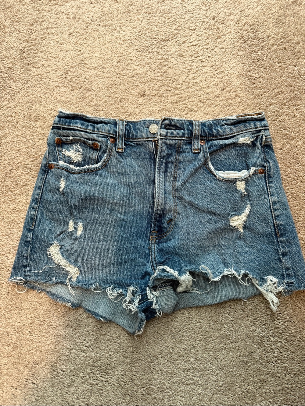 Abercrombie & Fitch Distressed Denim Cutoff Shorts - Blue